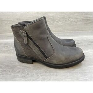 Earth Jordan Women's Boot Biker Ankle Bootie Side Zip Round Toe Leather 8B Gray